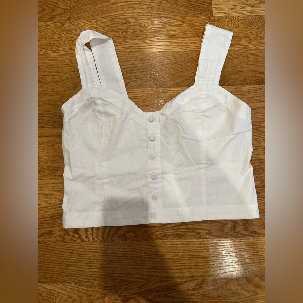 Abercrombie & Fitch White Button-Front Tank Top